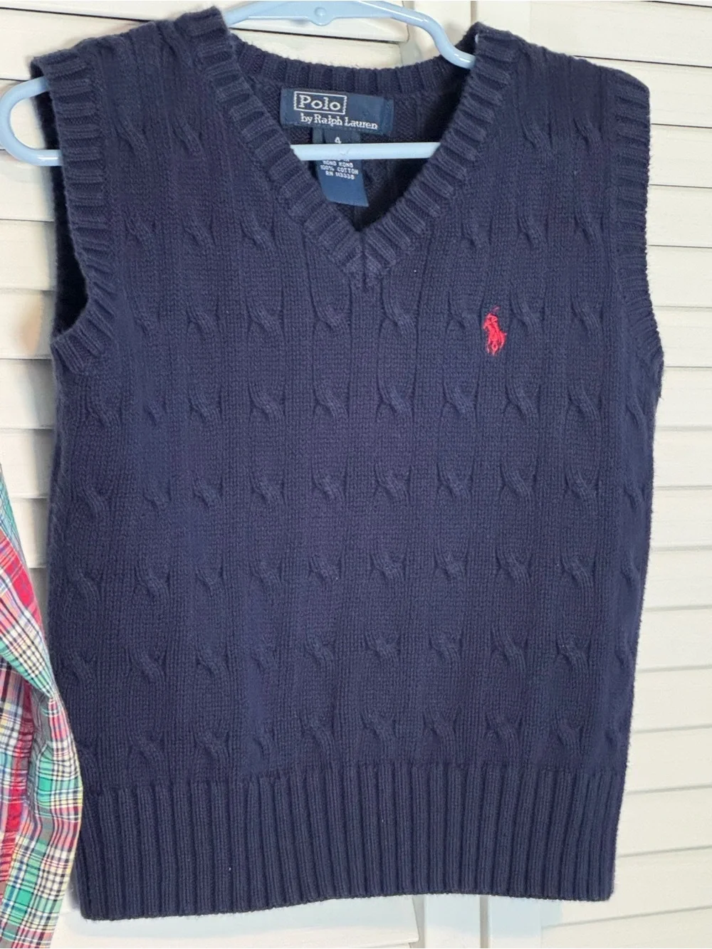 Ralph Lauren Button Down Shirt with Polo Ralph Lauren Navy V-Neck Sweater Vest